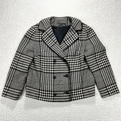 VTG Macy’s Little Shops Houndstooth Cropped Blazer Jacket Wool Tweed 60s Mod USA - Image 1 of 4