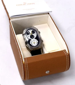 Philip Stein Men's 13TI-BCS-RB Prestige Titanium Chronograph Black Rubber Strap - Picture 1 of 13