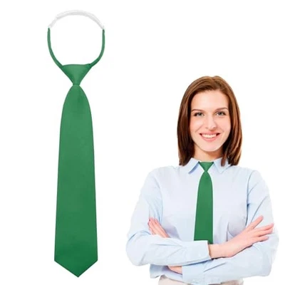 Corbata preatada para mujer corbata negra para mujer ajustable niña verde Foto 1 de 4