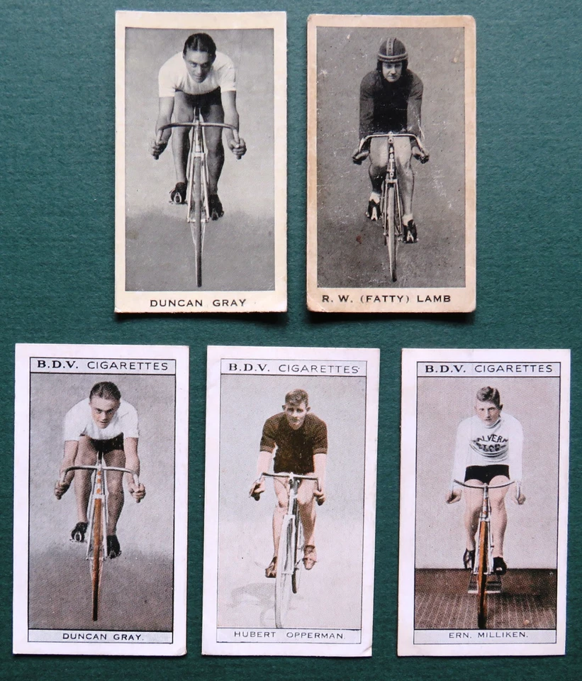 1932 & 1933 GODFREY PHILLIPS Tobacco Cards:  AUSTRALIAN CYCLISTS  x 5 - Image 1 of 2