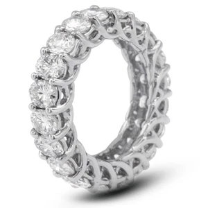 6ct tw F SI2 Round Cut Earth Mined Certified Diamonds 18K Gold Eternity Ring - Picture 1 of 7