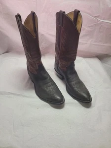 Stivali da cowboy vintage JUSTIN 2600 da uomo 11 EE in pelle marrone western USA - Foto 1 di 10