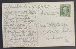 Lawrenceville, VA Postkarte verschickt 20. Dezember 1923 nach Richmond, VA mit USA #486 Spule - Bild 1 von 2