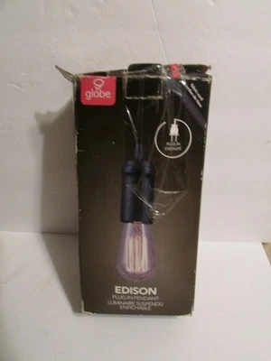 Globe Electric Edison 插件迷你悬挂插座吊坠灯 60844 黑色 E27 — 第 1/4 张图片