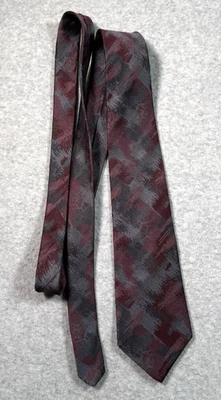 Enrico Guccini Silk Red Gray Abstract Italy Neck Tie X-Long 3.5 " Wide - Image 1 of 4
