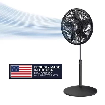 Lasko Pedestal Fan 18 Inch Oscillating Stand Fan Adjustable Height 3 Speed Black - Image 1 of 4