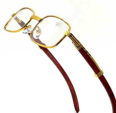 男式女式 Migos 复古金色木框时尚透明镜片眼镜设计师 — 第 1/4 张图片
