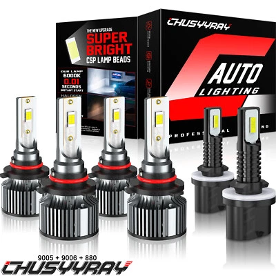 Combo LED Headlight Fog Light Bulbs White kit For Saturn SC1 1997 1998 1999-2002 - Image 1 of 4