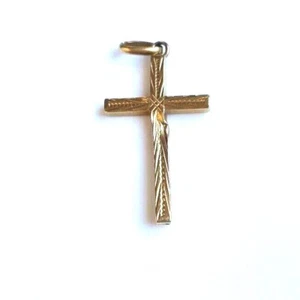 Noble Colgante Cruz Oro 750/18kt Joyería Elegante Sencillo Antiguo Vintage - Imagen 1 de 3