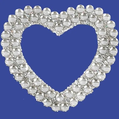 SPARKLY DIAMANTE SILVER GLITTER HEART 3D STICKER Craft Card Self Adhesive 4cm - Image 1 of 3