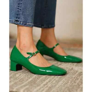 Women Mary Jane Patent Leather Round Toe Low Heels Ankle Strap Dress Party Shoes - Picture 1 of 25