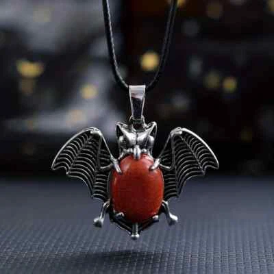 Hermoso colgante de vientre de murciélago de jaspe rojo. & Collar 17" ¡ENVÍO GRATUITO EN ESTADOS UNIDOS! Foto 1 de 2