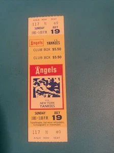 1981 Anaheim Angels Vs New York Yankees Full Ticket  7/19/81 - Picture 1 of 2