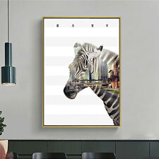 Art Fabric Canvas Poster Zebra Black White Paint Modern Wall Decor No Frame S631