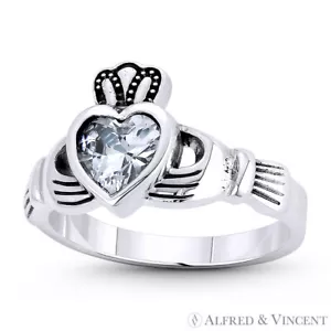 Claddagh Hände & Herz irisch keltisch Charm 0,925 Sterlingsilber Liebesversprechen Ring - Bild 1 von 1