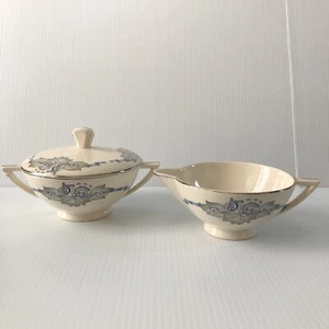 Edwin Knowles China Vintage Blue Ivy Cream And Sugar With Lid Set - Picture 1 of 11