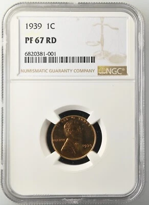1939 Lincoln Cent NGC PF67 RED PR67 RD - Image 1 of 2