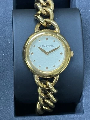 Nautica Mujer Reloj Tono Oro Amarillo Eslabones Esfera Blanca Pulsera Metal NAI15006M Foto 1 de 4