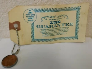 Zippo Lighter Guarantee Tag "The Cent Never Spent to Repair a Zippo" - Picture 1 of 2
