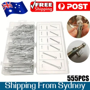 555X Zinc Plated Steel Cotter Pin Assortment Set 6 Sizes Split Pins Spring Kit A - Picture 1 of 12