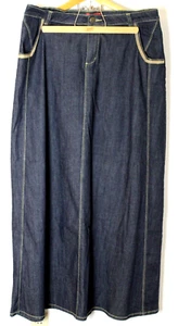 STYLE J Women Size 36 (US 16) 43" Long Blue Cotton/Spandex Denim A-Line Skirt - Picture 1 of 10