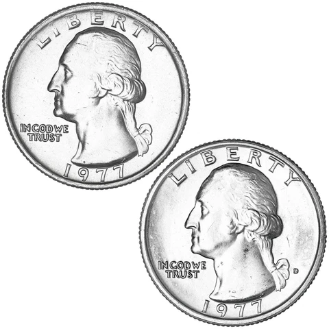 1977 P D Washington Quarter BU 2 Coin Year Set Cover