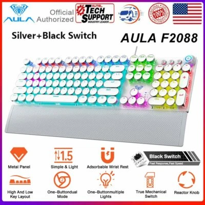 Gaming Keyboard Silver Clicky Optical Switches Chroma RGB Punk Mechanical Wired - Image 1 of 4