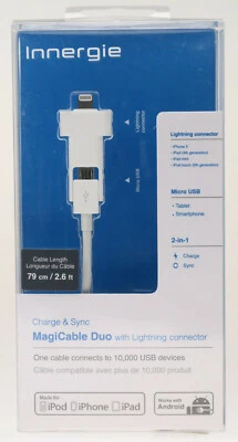 Innergie MagiCable Duo Ladekabel Micro USB + Apple iPhone iPad Adapter Kabel 492 - Bild 1 von 2