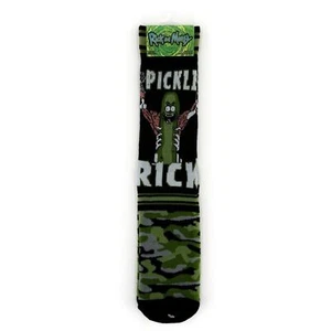 Calcetines Pickle Rick and Morty Crew Hombre Mujer Verde Negro Camuflaje Divertido Regalo - Imagen 1 de 5