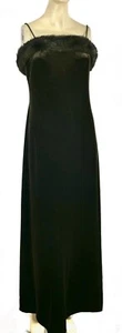 Vintage Cachet Umber Velvet Velour Faux Fur Spaghetti Wiggle Pencil Maxi Dress M - Picture 1 of 5