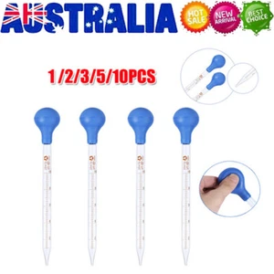 1-10PCS Graduated Medicine Glass Droppers 10ml Transfer Pipet Pipette Lab Tool - Picture 1 of 9