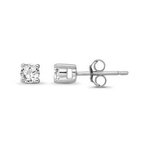 14K White Gold Solitaire Diamond 4-Prong Stud Earrings 1/4 cttw, I2-I3 Clarity - Picture 1 of 7