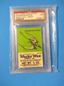 WACKY WAX Rhamphorhynchus 1971 Dinosaur Card # 29 Graded Mint PSA Glenn Confect