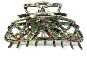Top Quality Women Rhinestone X-Large Metal Claw Hair Clip Antique Silver DAMAGED - Picture 1 of 1