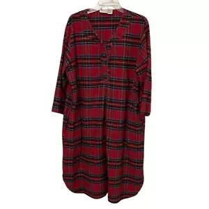 The Vermont Country Store Red Tartan Plaid Flannel Sleep Shirt Womens Size XL - Picture 1 of 12