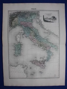 Original antique map ITALY, ITALIA, 'ITALIE', ROME, Migeon, 1891 - Picture 1 of 3