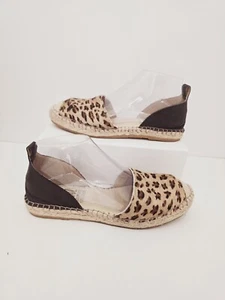 Miz Mooz Adonis Leopard Cheetah Raffia Espadrille Loafer Flats Shoes 38 7.5 8 - Picture 1 of 9