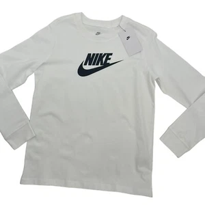 Nike Just Do It Swoosh Girls Size Large Long Sleeve Tee shirt White CZ1260 NWT - Picture 1 of 7