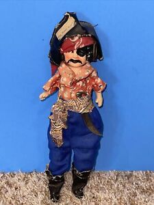 Vintage 9” Bisque And Cloth Pirate Doll New Orleans Souvenir “Way Down Yonder“
