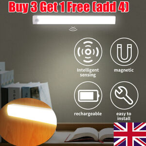 Wireless LED Motion PIR Sensor Lights USB Rechargeable Night Light Stair Lamp UK