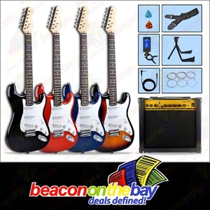 Electric Guitar & Amplifier Stand Cable Tuner Strap Strings Pics 4 Colour Set - Picture 1 of 22