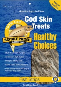 Savory Prime Cod Skin Fish Strips Dog Treat 8 oz* - Picture 1 of 1