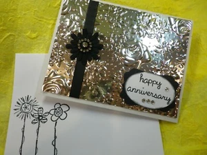 Handarbeit Hochzeit Silber Jubiläum Karte STRASSSTEINE geprägt 50.  - Bild 1 von 4