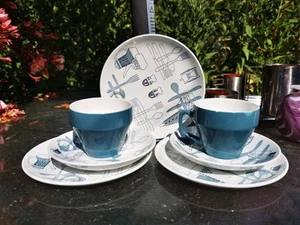 2 TRII DA TÈ BARKER BROS FIESTA RETRÒ METÀ SECOLO, SET TAZZE DA TÈ VINTAGE 1960, - Foto 1 di 6