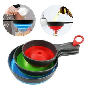 BBQ Tool Wide Mouth Filter Funnel Kitchen Gadgets Folding Funnels Silicone - Picture 1 of 12