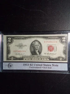 1953A $2 Red Seal (UNC.COND.) With Miss Cut Error - Picture 1 of 10