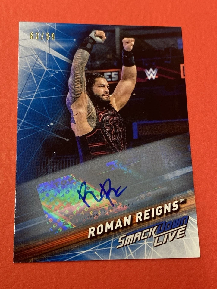 2019 Topps WWE SmackDown Live Roman Reigns Auto #63/99 - Image 1 of 3