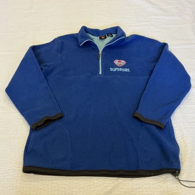 Pulôver de lã vintage 2001 Supergirl WARNER BROTHERS DC Comics zíper azul feminino GG - Imagem 1 de 4