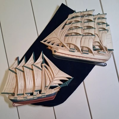 Burwood Products Co EE. UU. (2) plástico colgante de pared barcos barcos  Foto 1 de 4