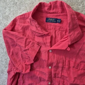 Polo Ralph Lauren Shirt Mens XL Pink Linen Silk Loop Collar Beach Coastal Travel - Picture 1 of 9